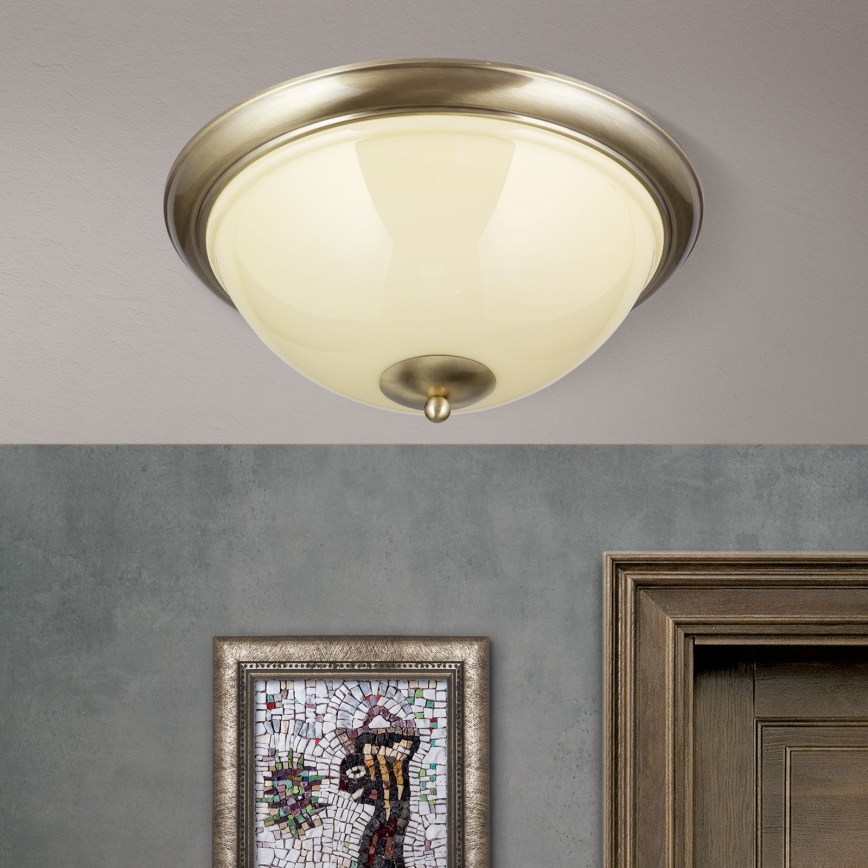 Deckenleuchte AUSTRIAN OLD LAMP 3xE27/60W/230V d 50 cm bronzen/beige