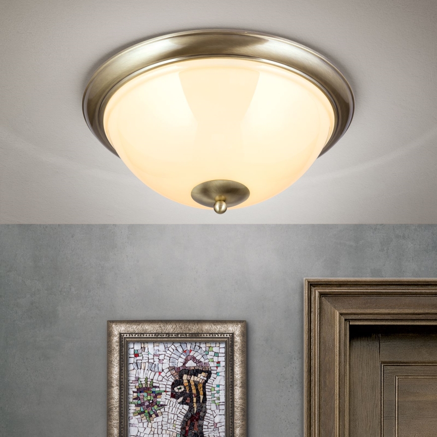 Plafonnier AUSTRIAN OLD LAMP 3xE27/60W/230V d. 50 cm bronze/beige