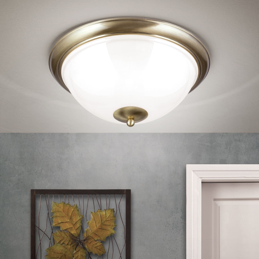Plafonnier AUSTRIAN OLD LAMP 3xE27/60W/230V d. 50 cm bronze/blanc