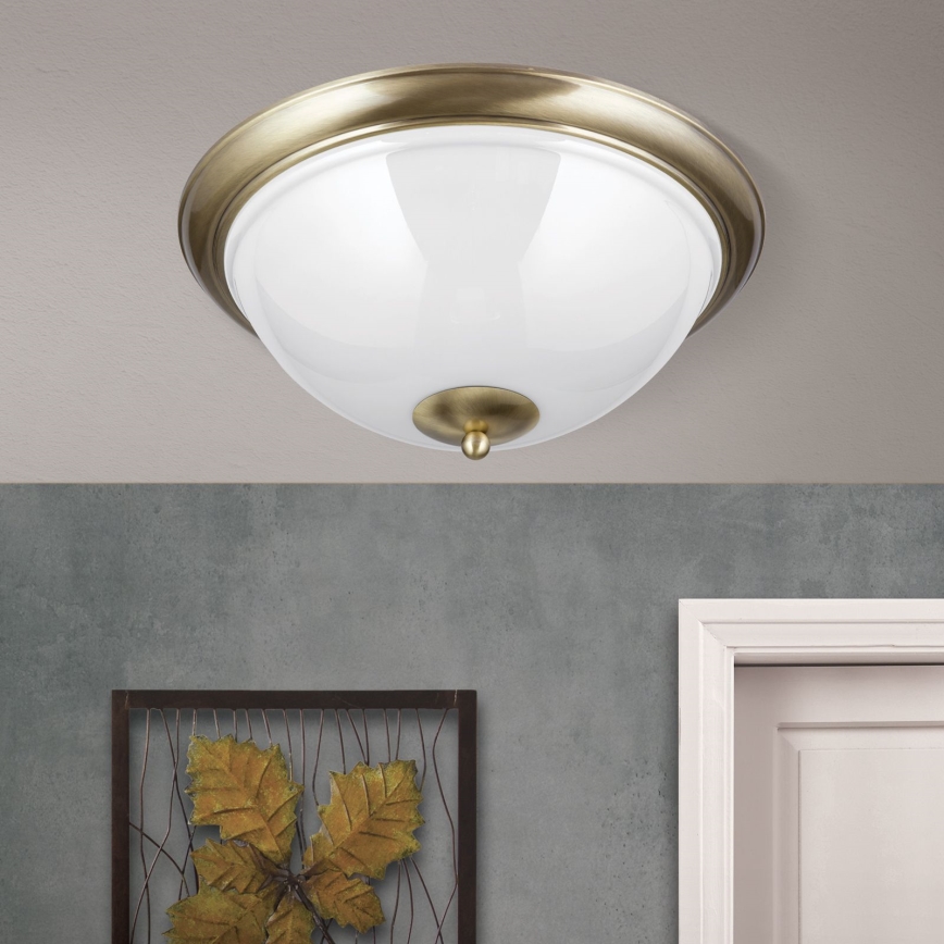 Plafonnier AUSTRIAN OLD LAMP 3xE27/60W/230V d. 50 cm bronze/blanc