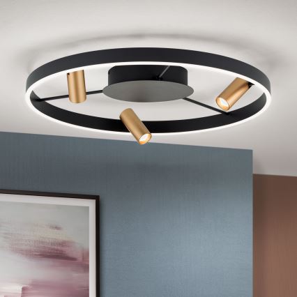 Dimmbare LED-Deckenleuchte BERLIN LED/50W/230V schwarz/gold