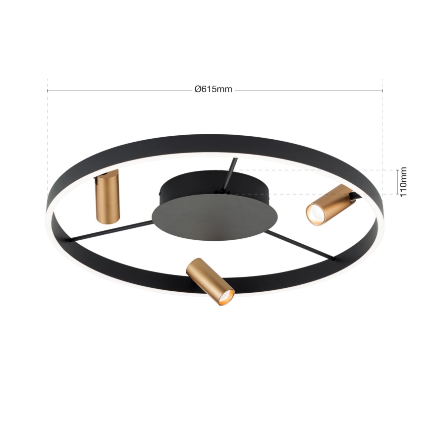 Plafonnier à intensité variable BERLIN LED/50W/230V noir/doré