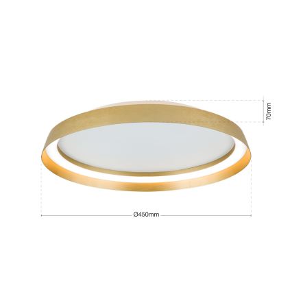 Plafoniera LED dimmerabile MANTA LED/38W/230V 2700/3000/4000K diam. 45 cm oro