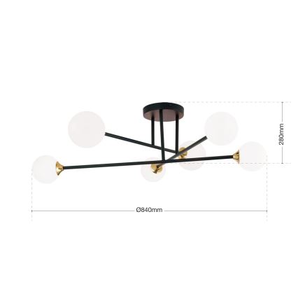 Plafonnier SNOWWHITE 6xG9/20W/230V d. 84 cm noir/doré