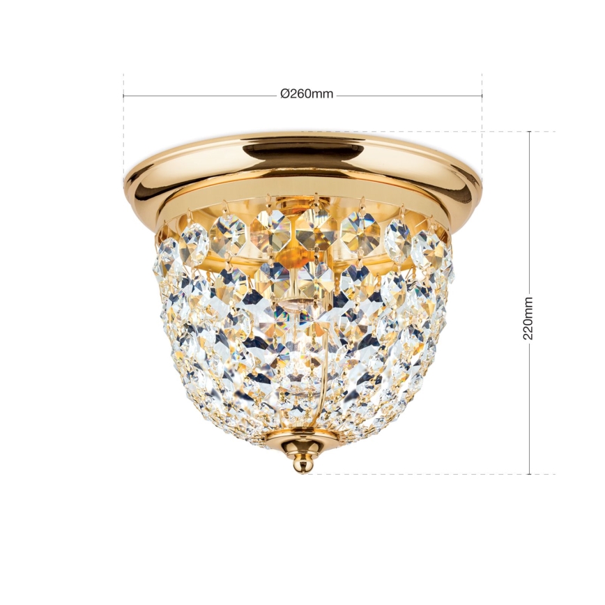 Plafoniera di cristallo PLAFOND 1xE27/40W/230V diametro 26 cm oro