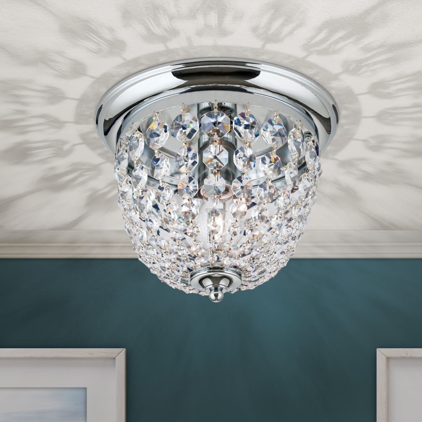 Plafonnier en cristal PLAFOND 1xE27/40W/230V d. 26 cm chrome brillant