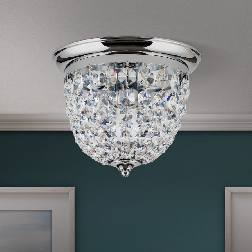 Plafonnier en cristal PLAFOND 1xE27/40W/230V d. 26 cm chrome brillant