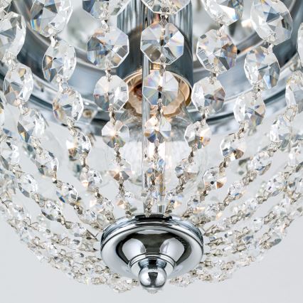 Plafonnier en cristal PLAFOND 1xE27/40W/230V d. 26 cm chrome brillant