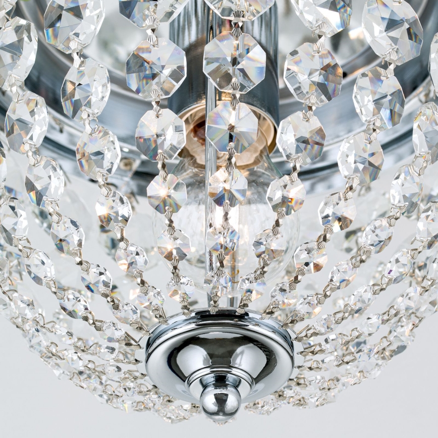 Plafonnier en cristal PLAFOND 1xE27/40W/230V d. 26 cm chrome brillant