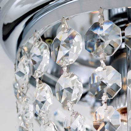 Plafonnier en cristal PLAFOND 1xE27/40W/230V d. 26 cm chrome brillant