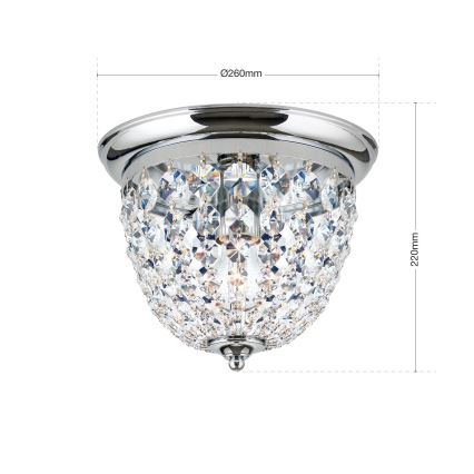 Plafonnier en cristal PLAFOND 1xE27/40W/230V d. 26 cm chrome brillant