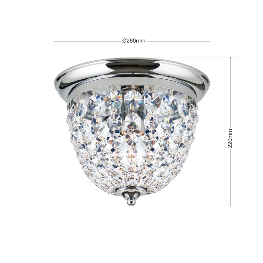Plafonnier en cristal PLAFOND 1xE27/40W/230V d. 26 cm chrome brillant