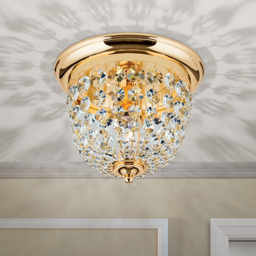 Plafonnier en cristal PLAFOND 1xE27/40W/230V d. 26 cm doré