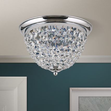 Plafoniera di cristallo PLAFOND 3xE27/40W/230V diametro 35 cm cromo lucido