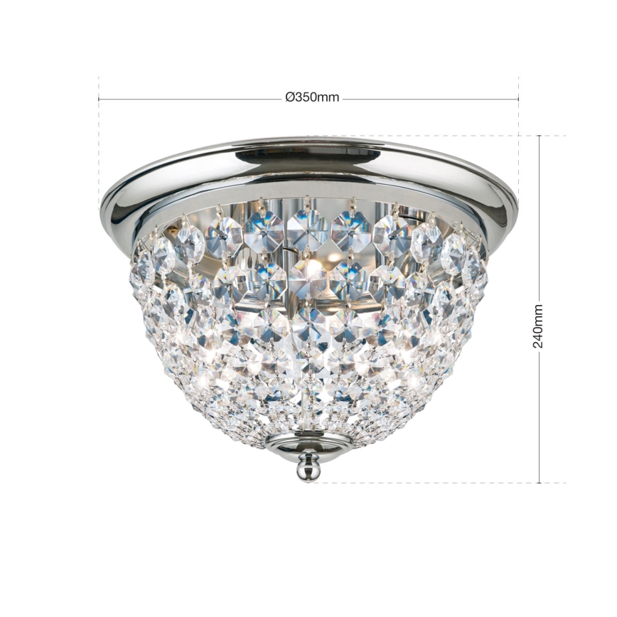 Plafoniera di cristallo PLAFOND 3xE27/40W/230V diametro 35 cm cromo lucido