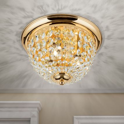 Plafoniera di cristallo PLAFOND 3xE27/40W/230V diametro 35 cm oro