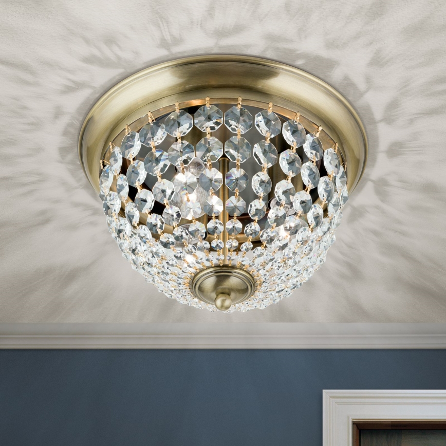 Plafonnier en cristal PLAFOND 3xE27/40W/230V d. 35 cm bronze