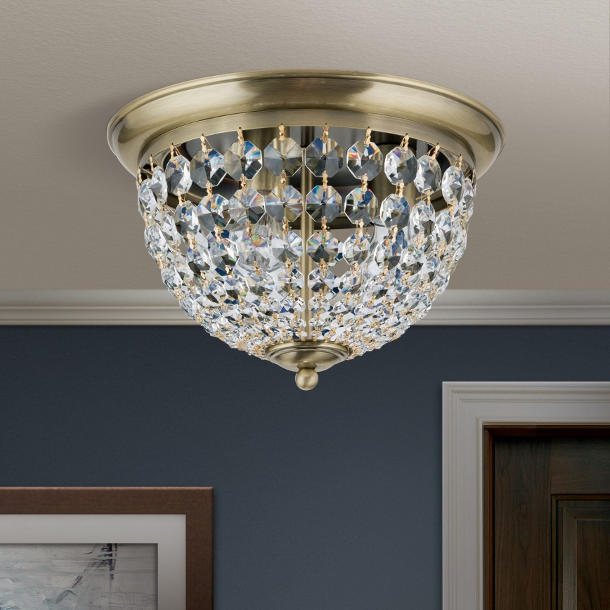 Plafonnier en cristal PLAFOND 3xE27/40W/230V d. 35 cm bronze