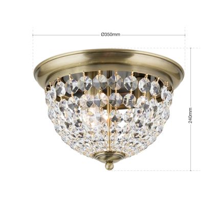 Plafonnier en cristal PLAFOND 3xE27/40W/230V d. 35 cm bronze