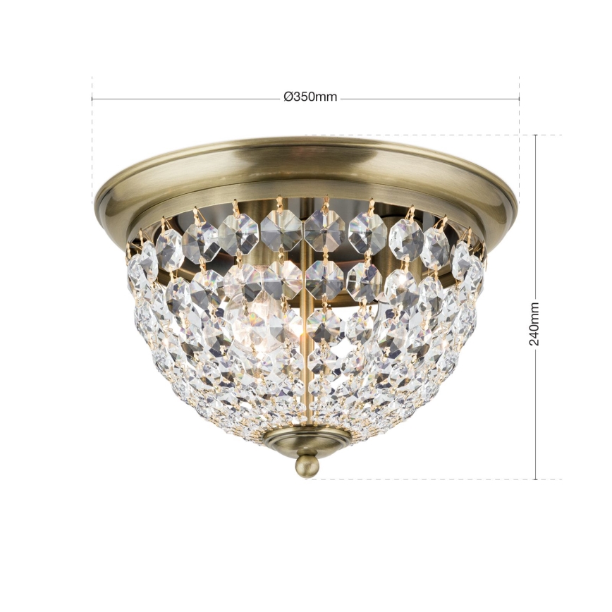 Plafonnier en cristal PLAFOND 3xE27/40W/230V d. 35 cm bronze
