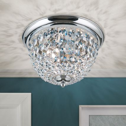 Plafonnier en cristal PLAFOND 3xE27/40W/230V d. 35 cm chrome brillant
