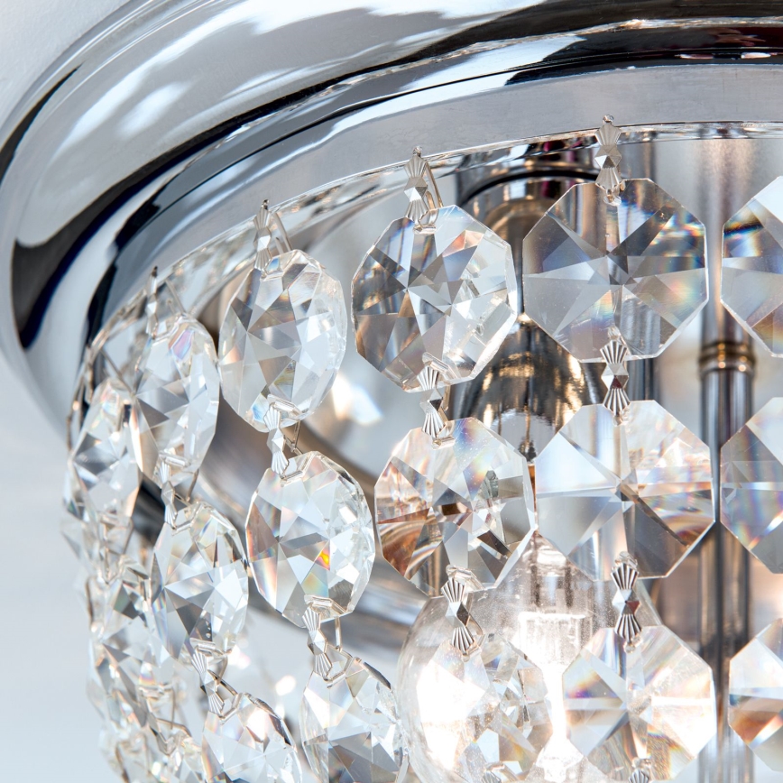 Plafonnier en cristal PLAFOND 3xE27/40W/230V d. 35 cm chrome brillant