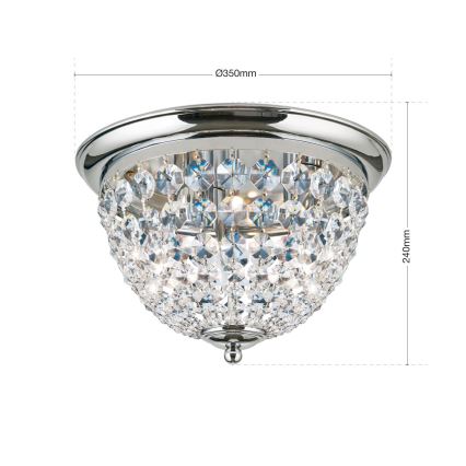 Plafonnier en cristal PLAFOND 3xE27/40W/230V d. 35 cm chrome brillant