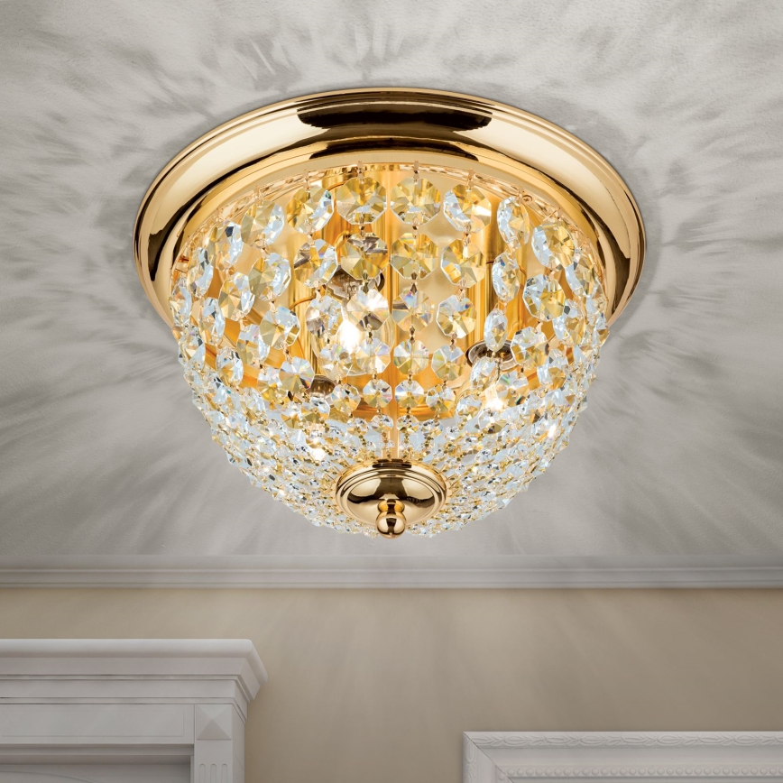 Plafonnier en cristal PLAFOND 3xE27/40W/230V d. 35 cm doré
