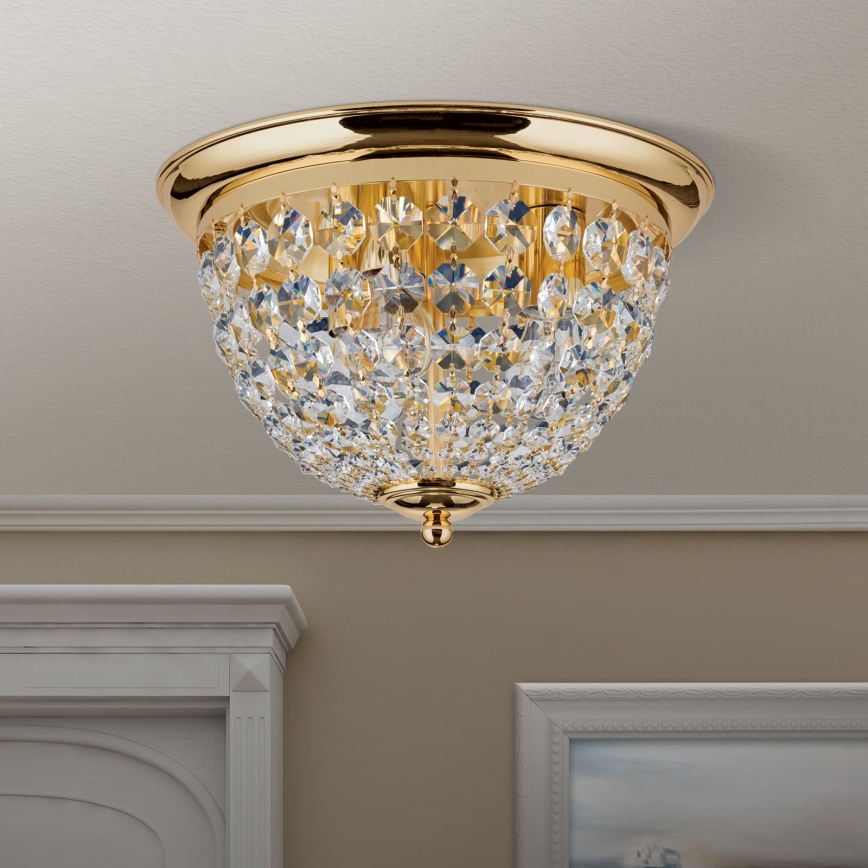 Plafonnier en cristal PLAFOND 3xE27/40W/230V d. 35 cm doré