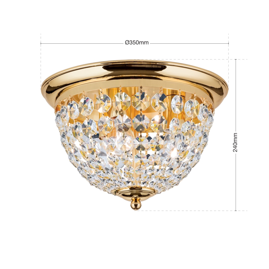 Plafonnier en cristal PLAFOND 3xE27/40W/230V d. 35 cm doré