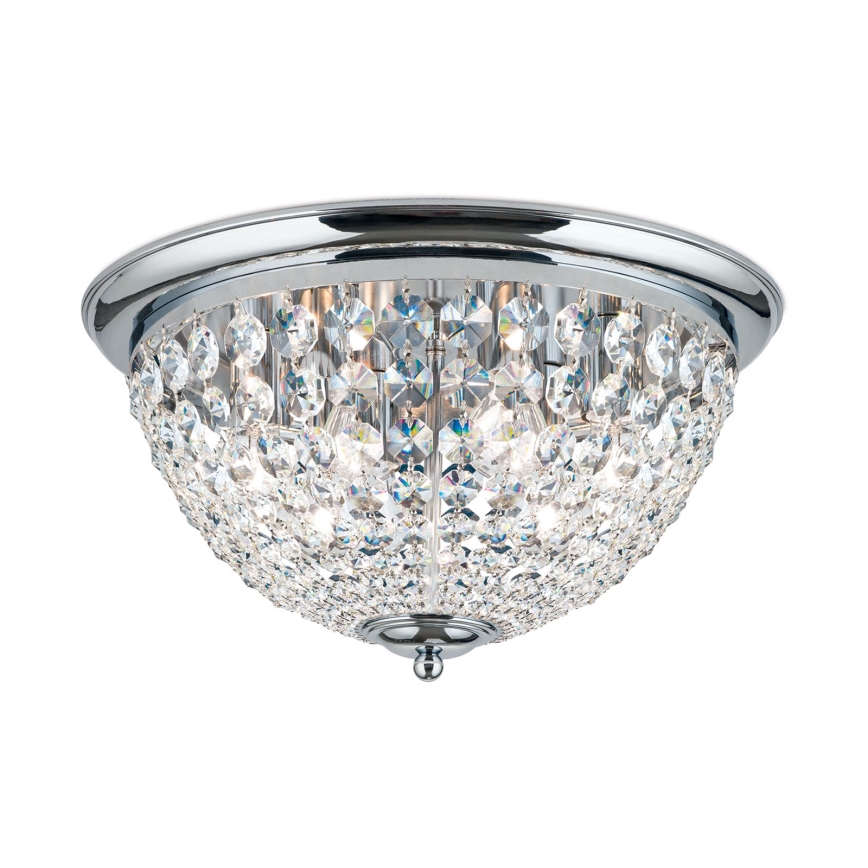 Plafoniera di cristallo PLAFOND 6xE27/40W/230V diametro 47 cm cromo lucido