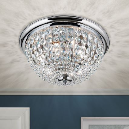 Plafoniera di cristallo PLAFOND 6xE27/40W/230V diametro 47 cm cromo lucido