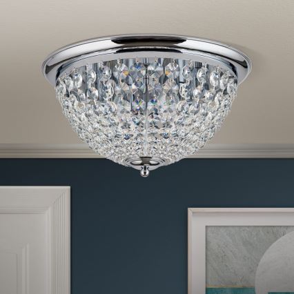 Plafoniera di cristallo PLAFOND 6xE27/40W/230V diametro 47 cm cromo lucido
