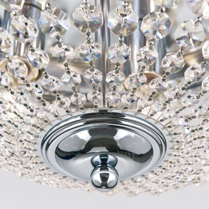 Plafoniera di cristallo PLAFOND 6xE27/40W/230V diametro 47 cm cromo lucido