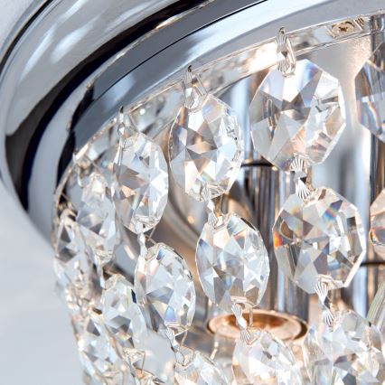 Plafoniera di cristallo PLAFOND 6xE27/40W/230V diametro 47 cm cromo lucido