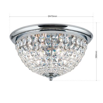Plafoniera di cristallo PLAFOND 6xE27/40W/230V diametro 47 cm cromo lucido
