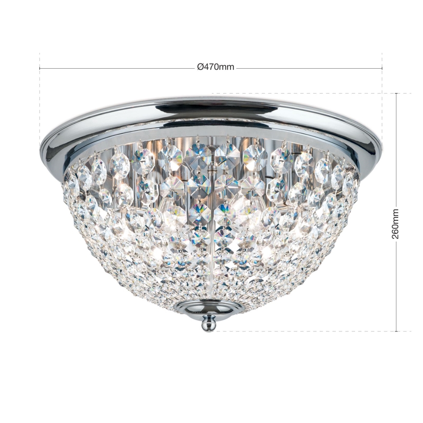 Plafoniera di cristallo PLAFOND 6xE27/40W/230V diametro 47 cm cromo lucido
