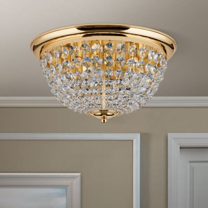 Plafoniera di cristallo PLAFOND 6xE27/40W/230V diametro 47 cm oro
