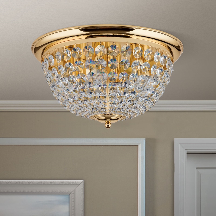 Plafoniera di cristallo PLAFOND 6xE27/40W/230V diametro 47 cm oro