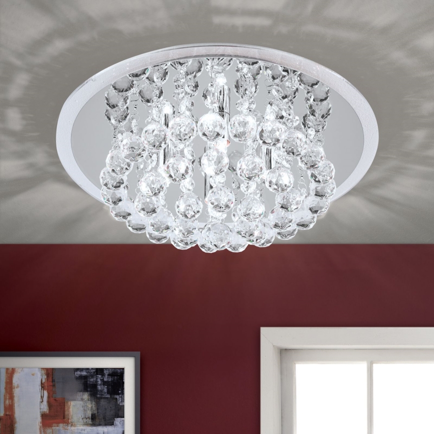 Plafoniera di cristallo GLORIA 4xG9/40W/230V diametro 38 cm limpido/cromo lucido