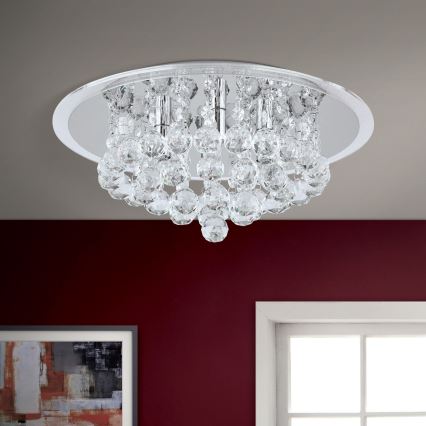 Plafoniera di cristallo GLORIA 4xG9/40W/230V diametro 38 cm limpido/cromo lucido