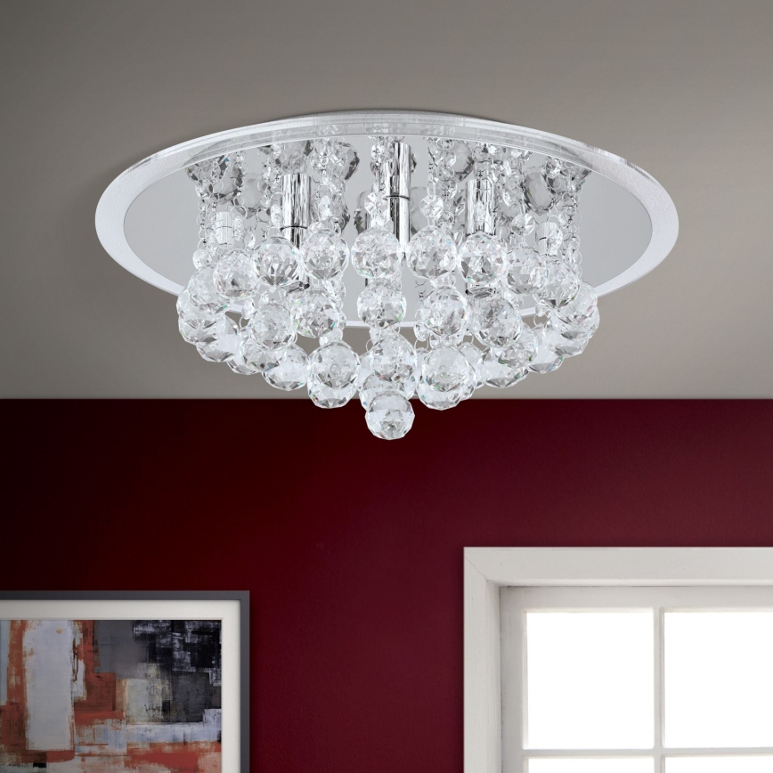 Plafoniera di cristallo GLORIA 4xG9/40W/230V diametro 38 cm limpido/cromo lucido