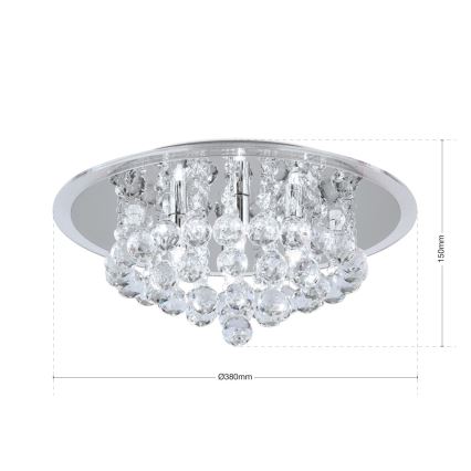 Plafoniera di cristallo GLORIA 4xG9/40W/230V diametro 38 cm limpido/cromo lucido