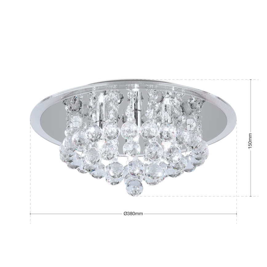 Plafoniera di cristallo GLORIA 4xG9/40W/230V diametro 38 cm limpido/cromo lucido