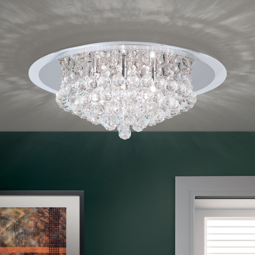 Plafoniera di cristallo GLORIA 6xG9/40W/230V diametro 50 cm limpido/cromo lucido