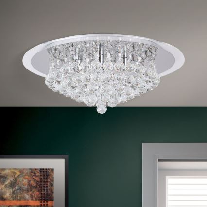 Plafoniera di cristallo GLORIA 6xG9/40W/230V diametro 50 cm limpido/cromo lucido
