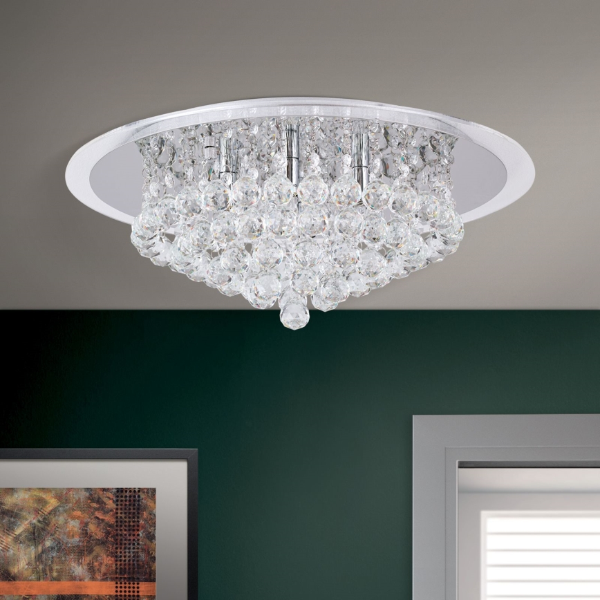 Plafoniera di cristallo GLORIA 6xG9/40W/230V diametro 50 cm limpido/cromo lucido