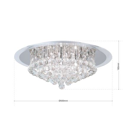 Plafoniera di cristallo GLORIA 6xG9/40W/230V diametro 50 cm limpido/cromo lucido