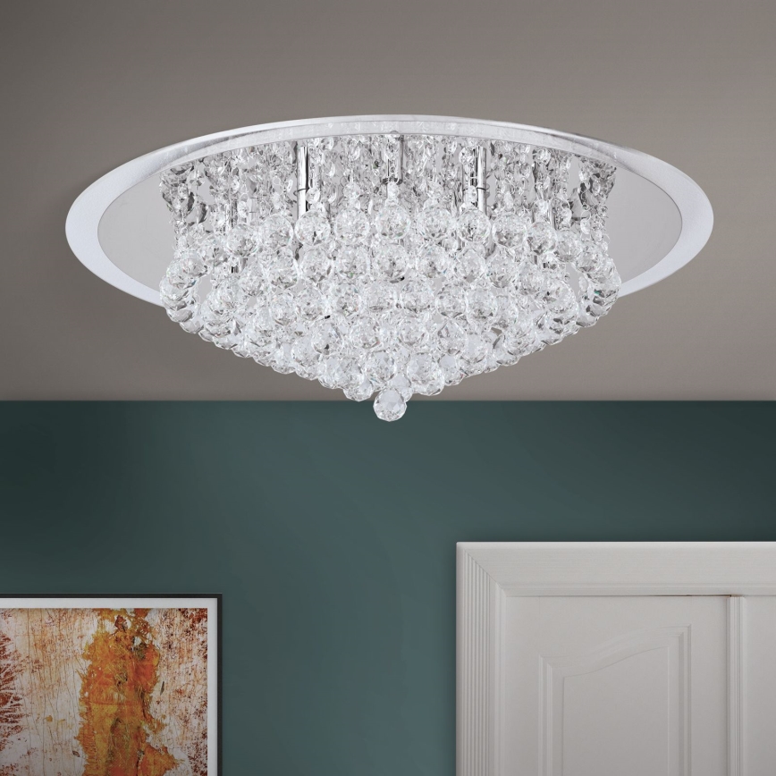 Plafoniera di cristallo GLORIA 9xG9/40W/230V diametro 62 cm limpido/cromo lucido