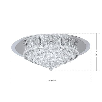 Plafoniera di cristallo GLORIA 9xG9/40W/230V diametro 62 cm limpido/cromo lucido